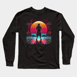 Neon Samurai: Retro Sunset Long Sleeve T-Shirt